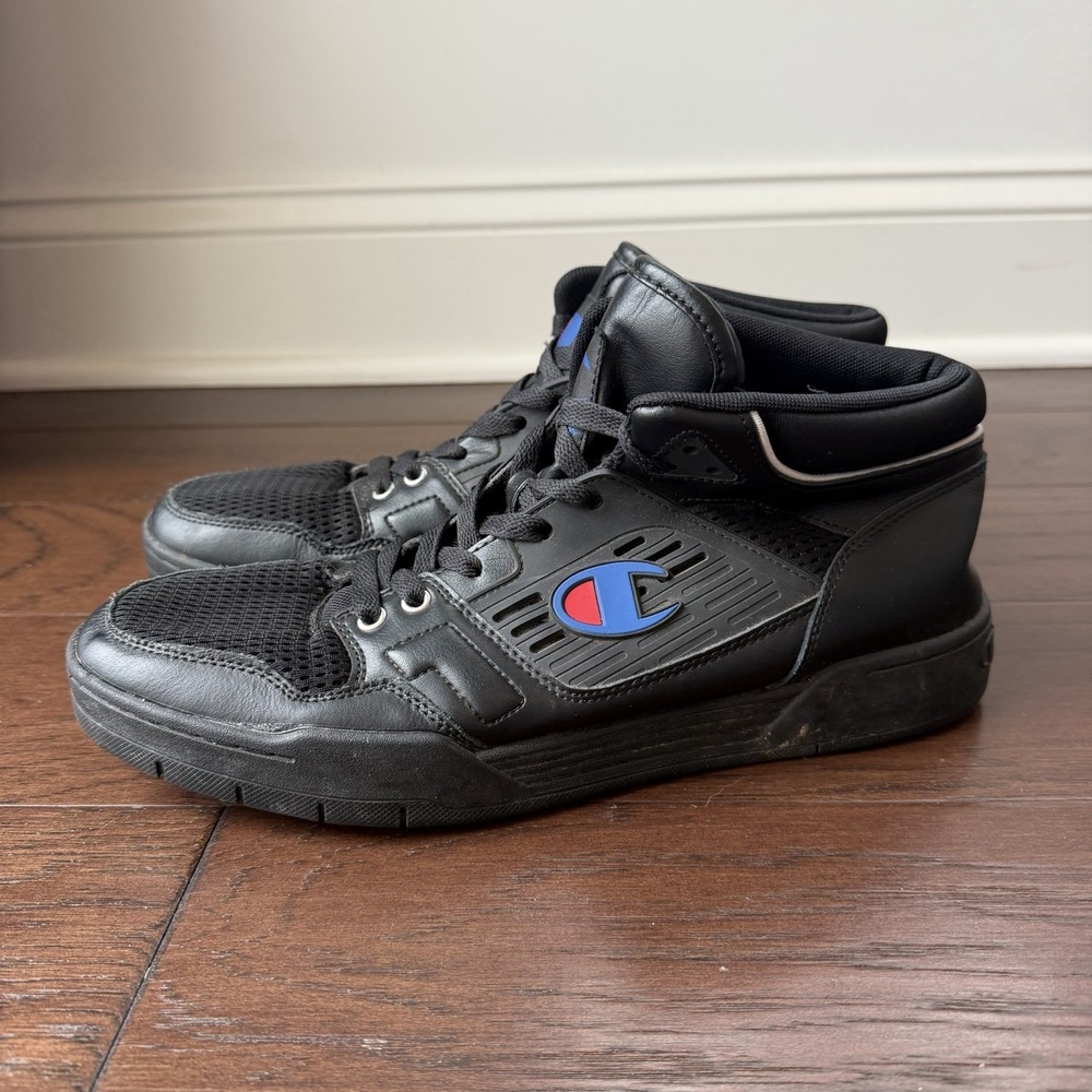 Champion 3 On 3 Sneakers Mens Size‎ 11 M Black Hi Top Lace Up Logo